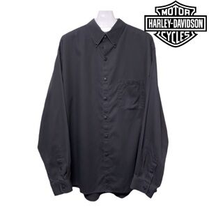 VINTAGE Harley-Davidson Black Long Sleeve Button Down Collared Shirt Top Y2K